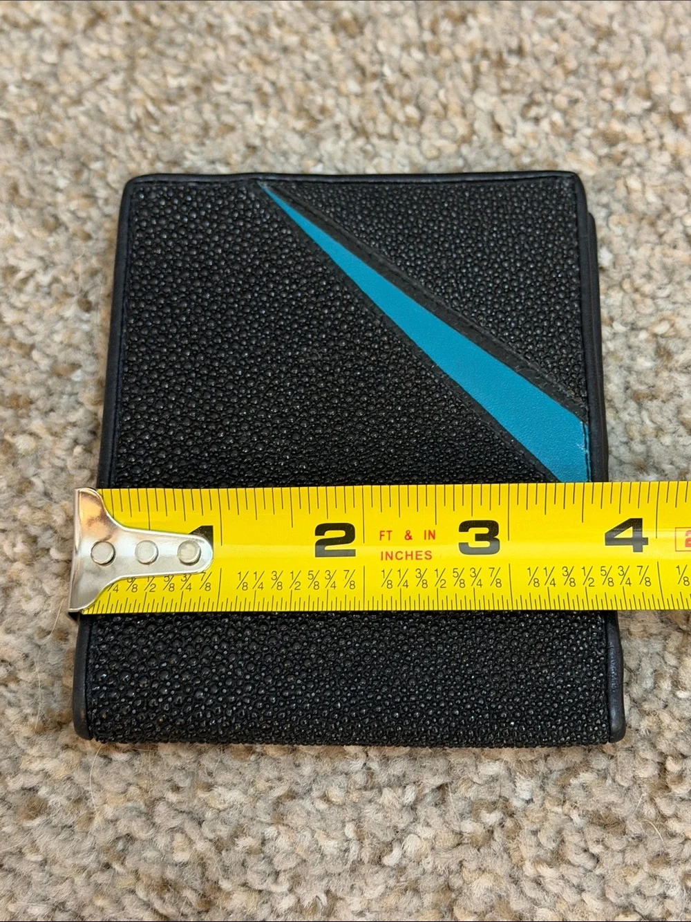 ROTA Genuine Stingray Leather Bifold Wallet Black Blue Exotic Leather Men’s